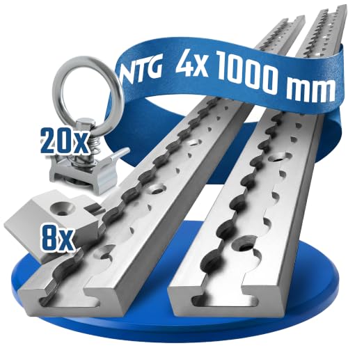 Kit rail d'arrimage airline aluminium 4 x 1 m avec 20 ferrures et 8 embouts pour fourgon utilitaire
